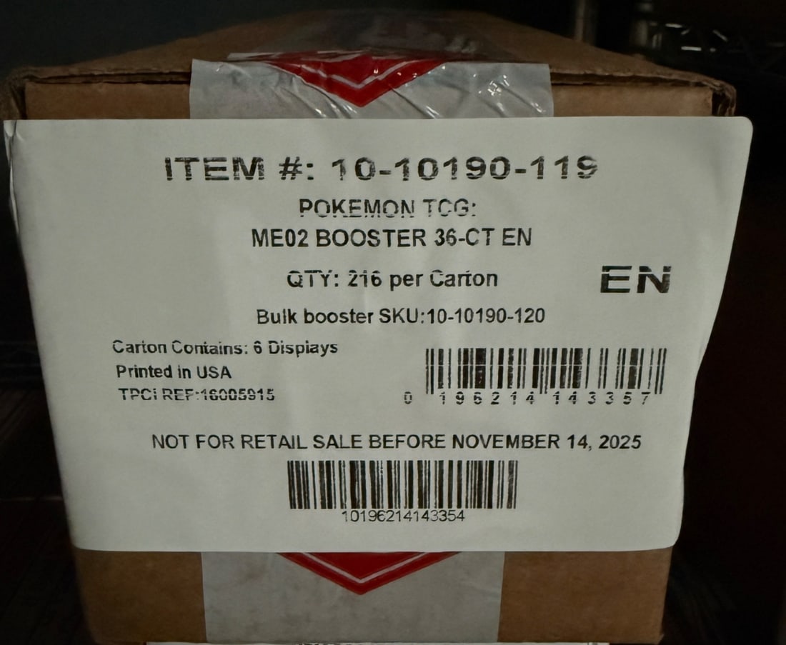 Pokemon TCG ME02 Mega Evolution PHANTASMAL FLAMES 6 BOX BOOSTER CASE Sealed (1 of 2)