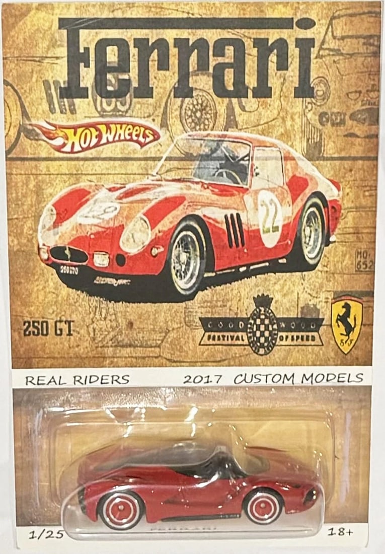 Red LAFERRARI Custom Hot Wheels "2017 FERRARI" Series w/RR 1/25: Condition: Used