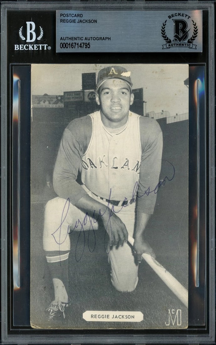 Reggie Jackson Signed 1969 Postcard Oakland A's Vintage Rookie Era Sig Beckett: Player: Reggie Jackson,Sport: Baseball,Product: Card,Signed: Yes,Autograph Authentication: Beckett Authentication Services (BAS),Original/Reprint: Original