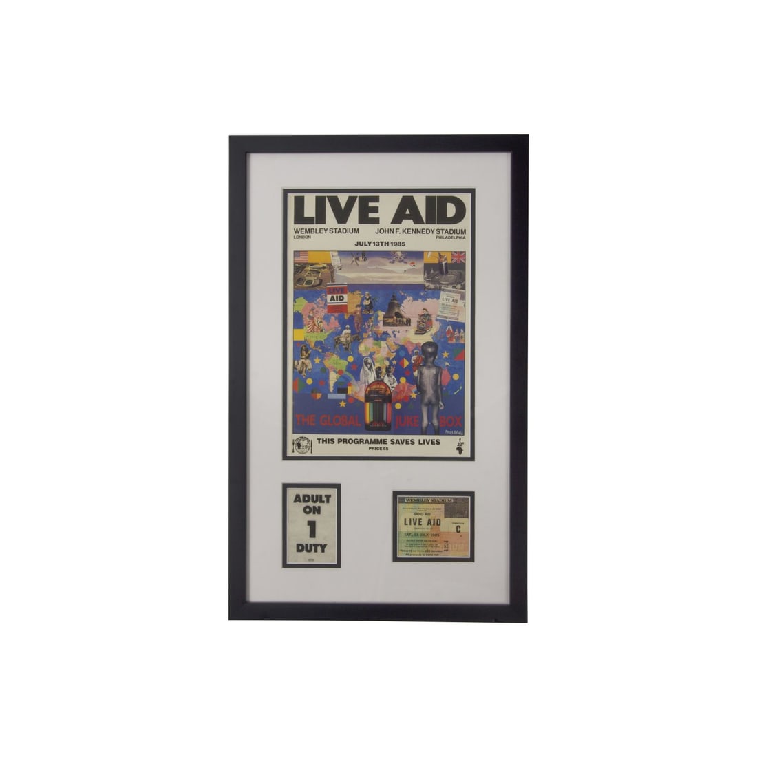 Live Aid Framed Collage with Original Ticket: Live Aid Framed Collage with Original Ticket