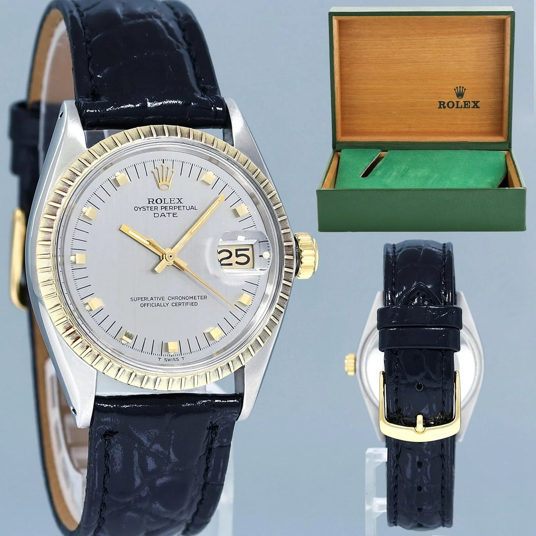 MINT Rolex Oyster 1505 Perpetual Date 34mm Two Tone Gold Silver Watch Box (1 of 7)