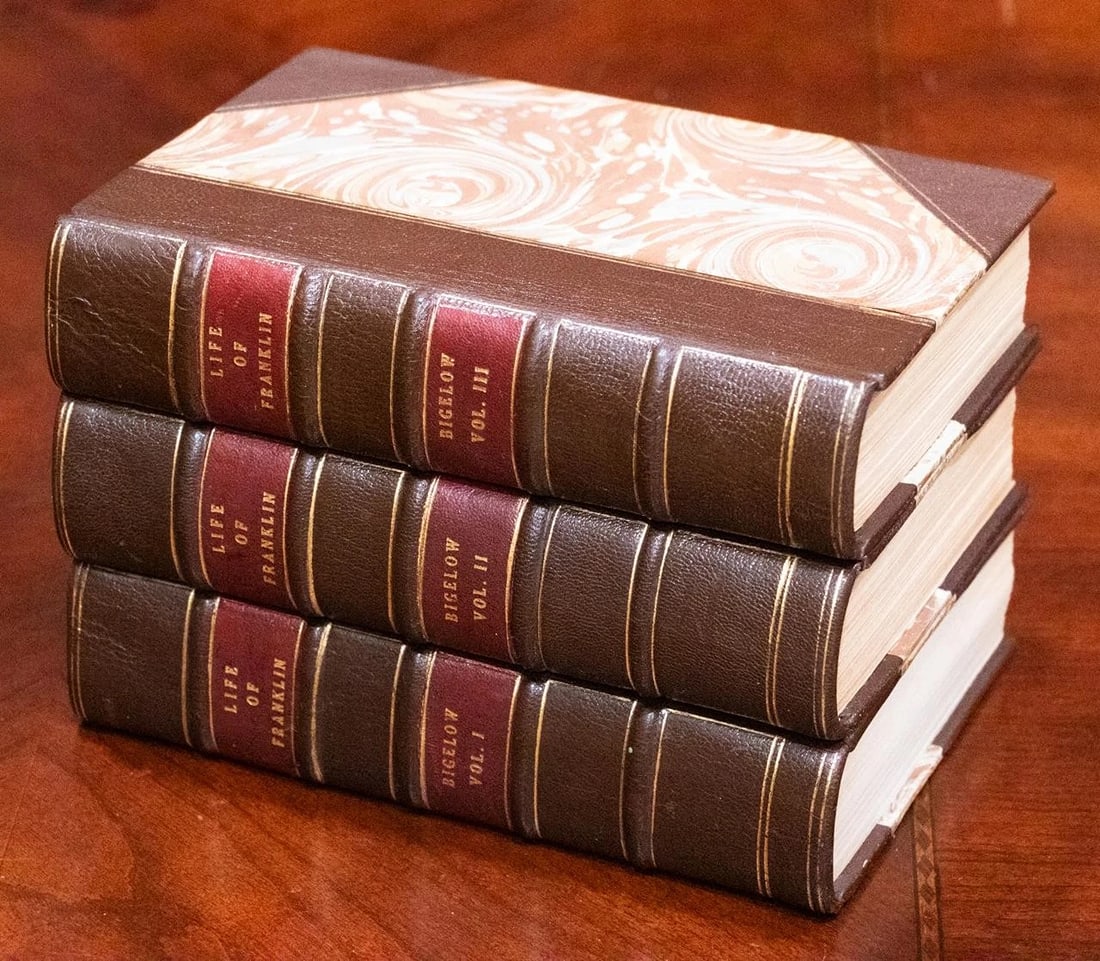 1875 The Life of Benjamin Franklin by Bigelow Fine Leather Bindings 1st Edition (1 of 17)