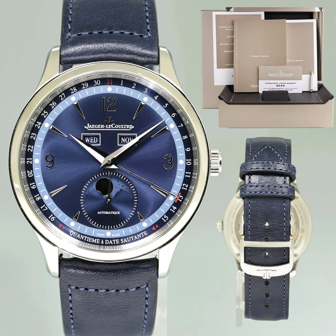 PAPERS Jaeger LeCoultre JLC Master Calendar Q4148480 Blue Dial 40mm Watch Box (1 of 7)