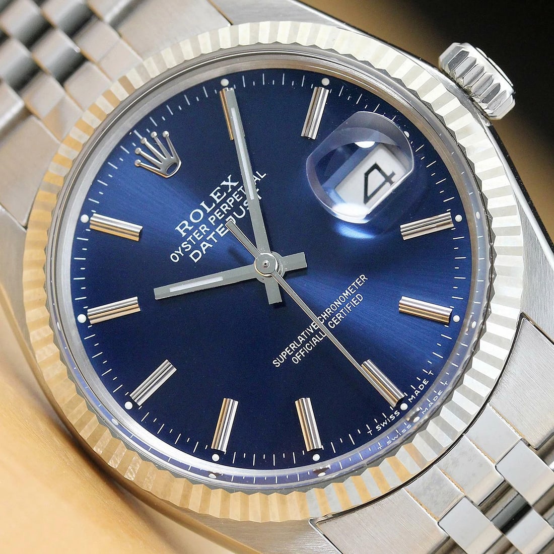 MENS AUTHENTIC ROLEX DATEJUST 18K WHITE GOLD STEEL WATCH 16014 & ROLEX BAND (1 of 9)