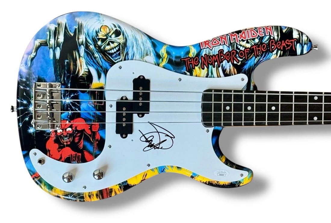 Steve Harris Signed Guitar Custom JSA COA Iron Maiden The Number of the Beast: Industry: Music,Signed: Yes,Autograph Authentication: James Spence (JSA),Object Type: Guitar & Guitar Pick,Original/Reproduction: Original