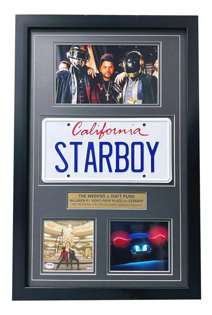 The Weeknd "Starboy" Signed CD Album License Plate Framed Collage PSA COA Auto: Industry: Music,Signed: Yes,Autograph Authentication: Professional Sports (PSA/DNA),Object Type: CD & Booklet,Original/Reproduction: Original