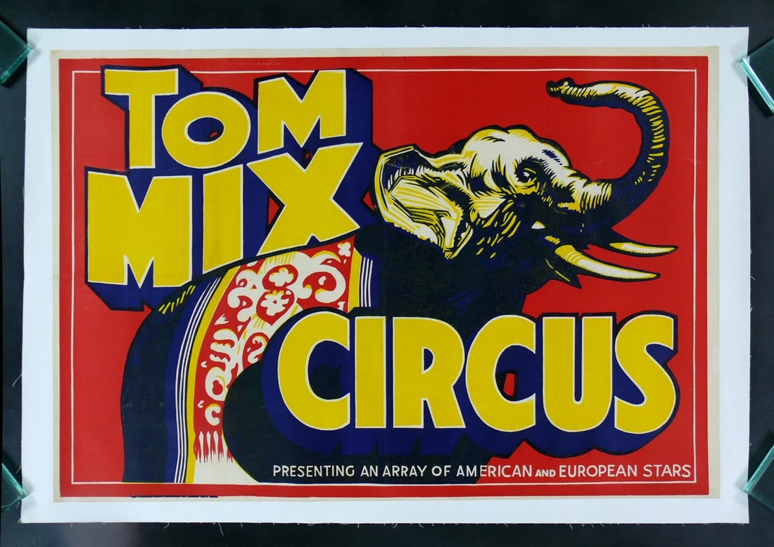 TOM MIX ORIGINAL ELEPHANT CIRCUS POSTER LINEN BACKED 1937 (1 of 1)