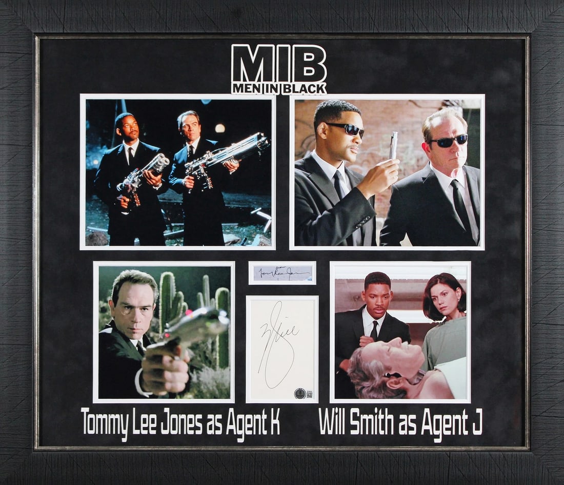 Will Smith & Tommy Lee Jones Men In Black Signed Framed Display BAS (1 of 3)
