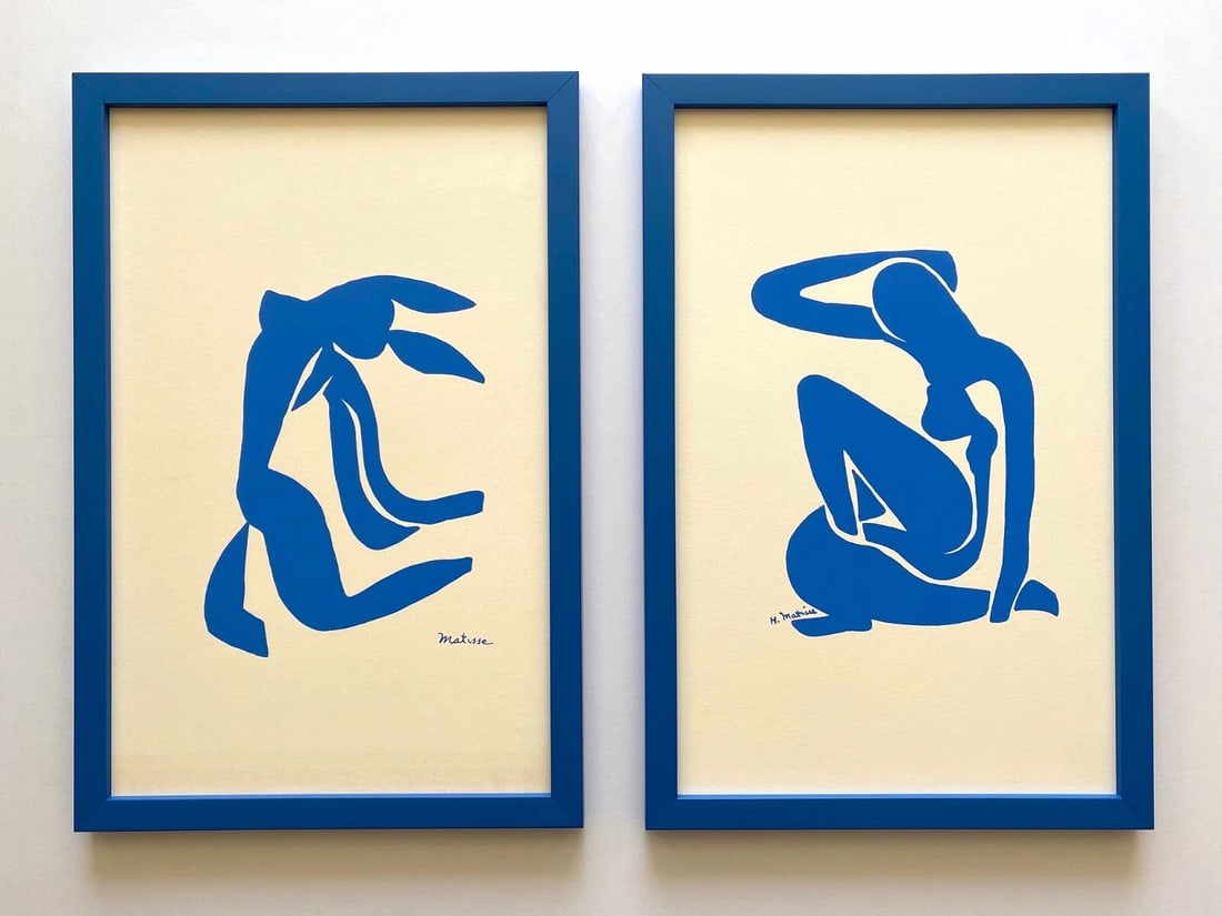 HENRI MATISSE RARE 1960 MODERNIST FRAMED SILKSCREEN PRINTS " BLUE NUDES " 1952: MEASURES 14 1/4" W X 21 1/4" H X 7/8" D. Condition: Used,Country of Origin: France,Artist: Henri Matisse,Image Orientation: Portrait,Size: Medium,Signed: No,Title: " Blue Nudes ",Period: Post-War (194