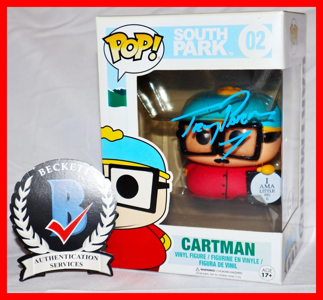 Trey Parker Autographed Signed Cartman South Park Funko Pop Beckett PSA: Personalize: No,Industry: Television,Signed by: Trey Parker,Signed: Yes,Autograph Authentication: Beckett,Object Type: Figure,Original/Reproduction: Original,Show: South Park