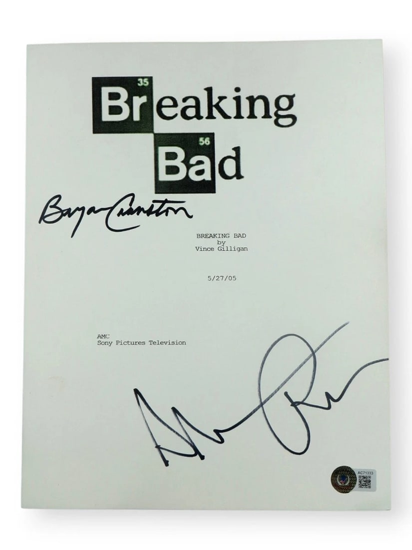 Bryan Cranston Aaron Paul Dual Autographed Script Cover Breaking Bad BAS AC71333: Object Type: Script,Signed by: Bryan Cranston,Aaron Paul,Industry: Television,Original/Reproduction: Original,Autograph Authentication: Beckett Authentication,Signed: yes,Player: Bryan Cranston,Aaron