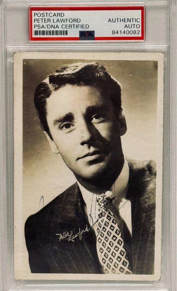 PETER LAWFORD Signed Autograph Slabbed Encapsulated Postcard PSA/DNA: Industry: Movies,Signed by: Peter Lawford,Signed: Yes,Autograph Authentication: PSA/DNA,Original/Reproduction: Original