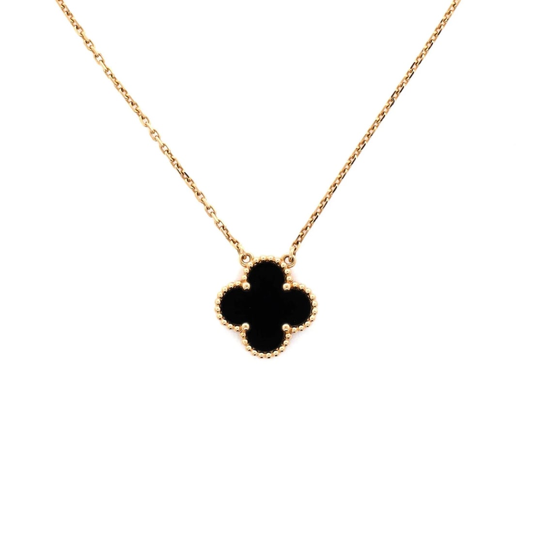 Van Cleef & Arpels Vintage Alhambra Pendant Necklace 18K Yellow Gold and Onyx: Condition: Pre-owned - Good,Brand: Van Cleef & Arpels,Main Stone: Onyx,Metal: 18K Yellow Gold,Metal Purity: 18K,Style: Pendant,Type: Necklace,Color: Yellow Gold,Material: 18K Yellow Gold, OnyxConditio