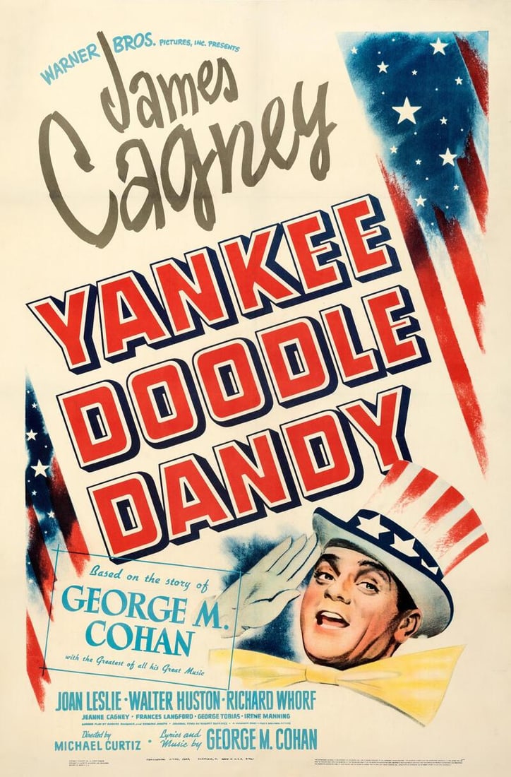 Original 1942 Yankee Doodle Dandy Original One Sheet Movie Poster. Linen: Yankee Doodle Dandy, 1942One-Sheet Poster 27" x 41" (Linen-backed)Starring James Cagney