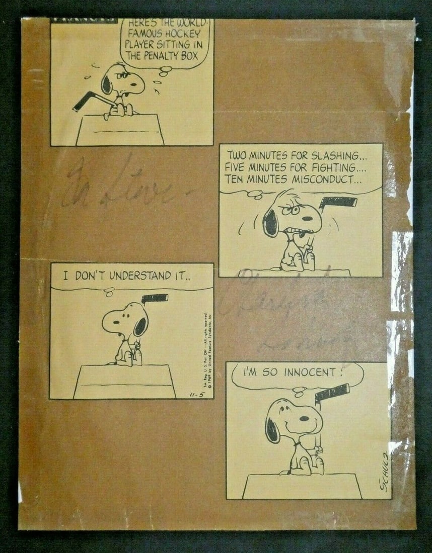 Charles Schulz Signed 8x10 Snoopy Comic Strip with Full JSA Letter: Charles Schulz Signed 8x10 Snoopy Comic Strip with Full JSA Letter