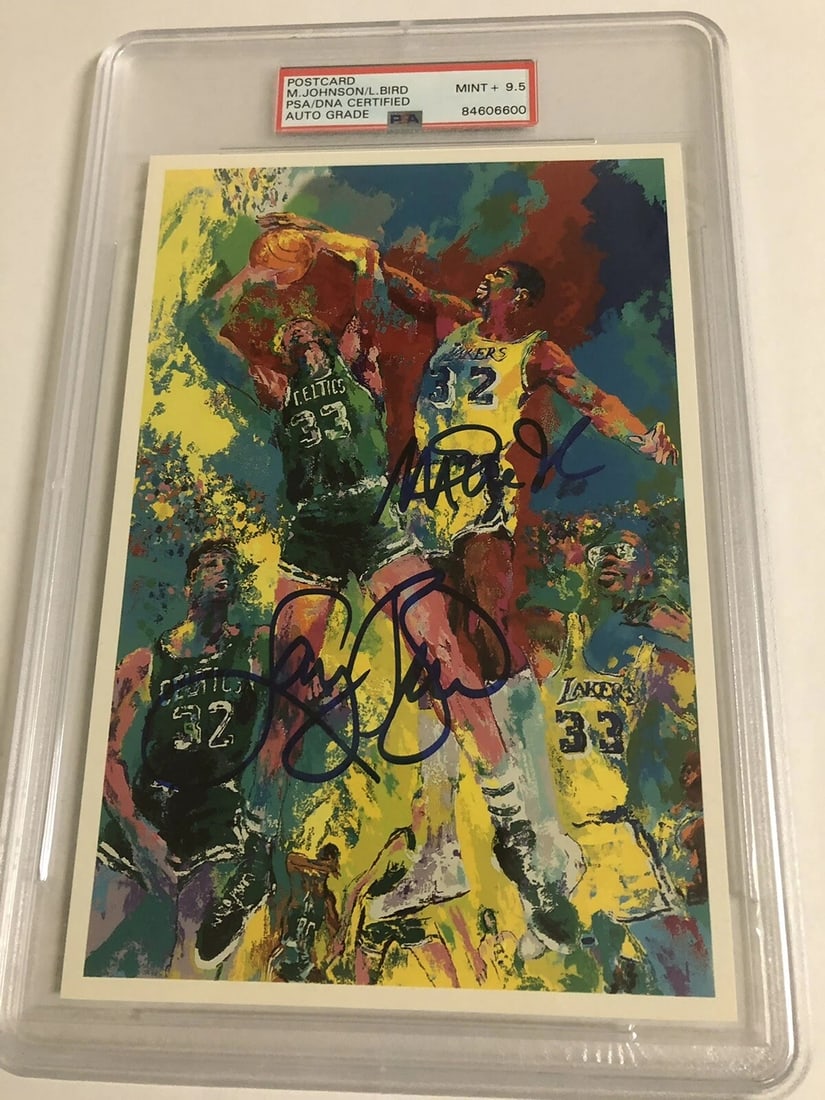 Magic Johnson Signed LeRoy Neiman Postcard Larry Bird Lakers PSA/DNA MINT 9.5: Player: Larry Bird, Magic Johnson,Sport: Basketball-NBA,Signed: Yes,Autograph Authentication: Professional Sports (PSA/DNA),Original/Reprint: Original,Product: LeRoy Neiman Postcard,Team: Los Angeles