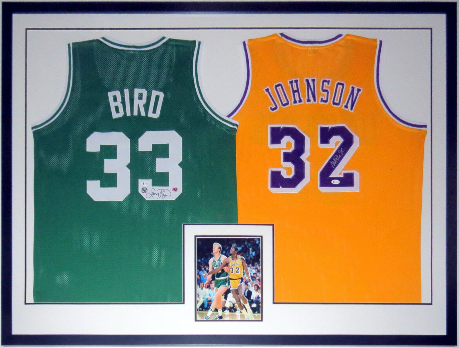 Larry Bird & Magic Johnson Dual Signed & Framed Jersey Display (Beckett COA) (1 of 1)