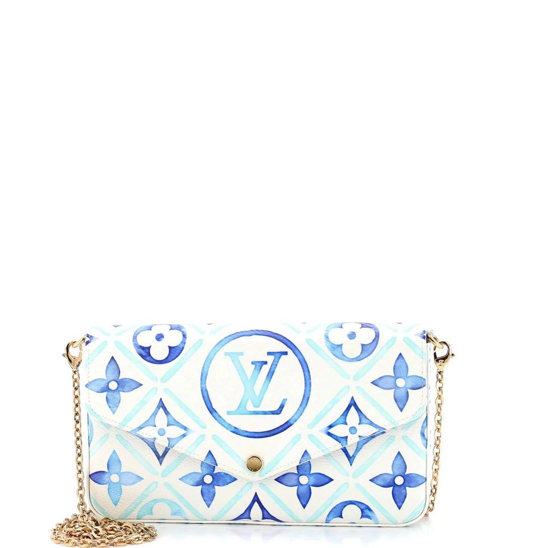 Louis Vuitton Felicie Pochette Monogram Tiles By The Pool: Condition: Pre-owned - Excellent,Brand: Louis Vuitton,Exterior Material: Canvas Coated,Style: Shoulder Bags,Exterior Color: Blue,Department: Women,Size: Unknown,Accessories: Dust Bag, Pochette, Card H