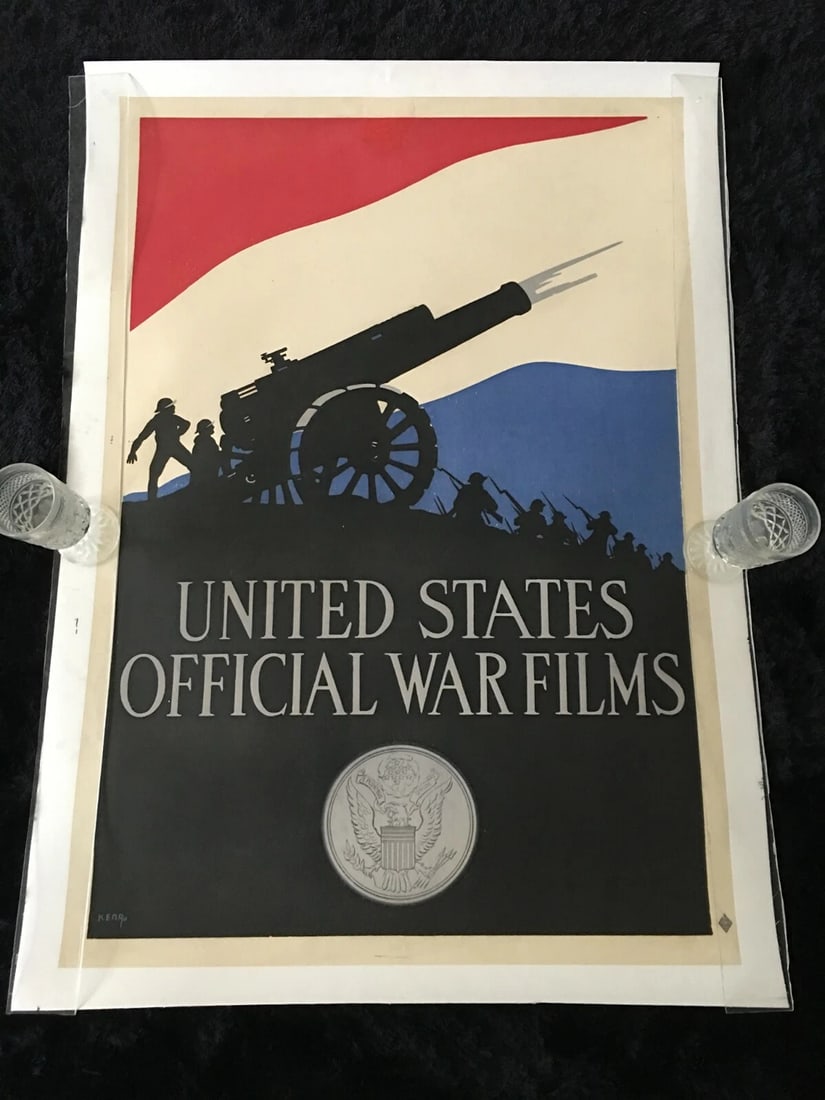 ORIGINAL WW1 UNITED STATES OFFICIAL WAR FILMS POSTER LINEN LINED BEAUTY IS RARE!: Condition: Used,Country of Origin: United States,Original/Reproduction: Original,Region of Origin: United StatesUNITED STATES OFFICIAL WAR FILMSORIGINAL Vintage WW1 Poster is Linen Lined Superb This i