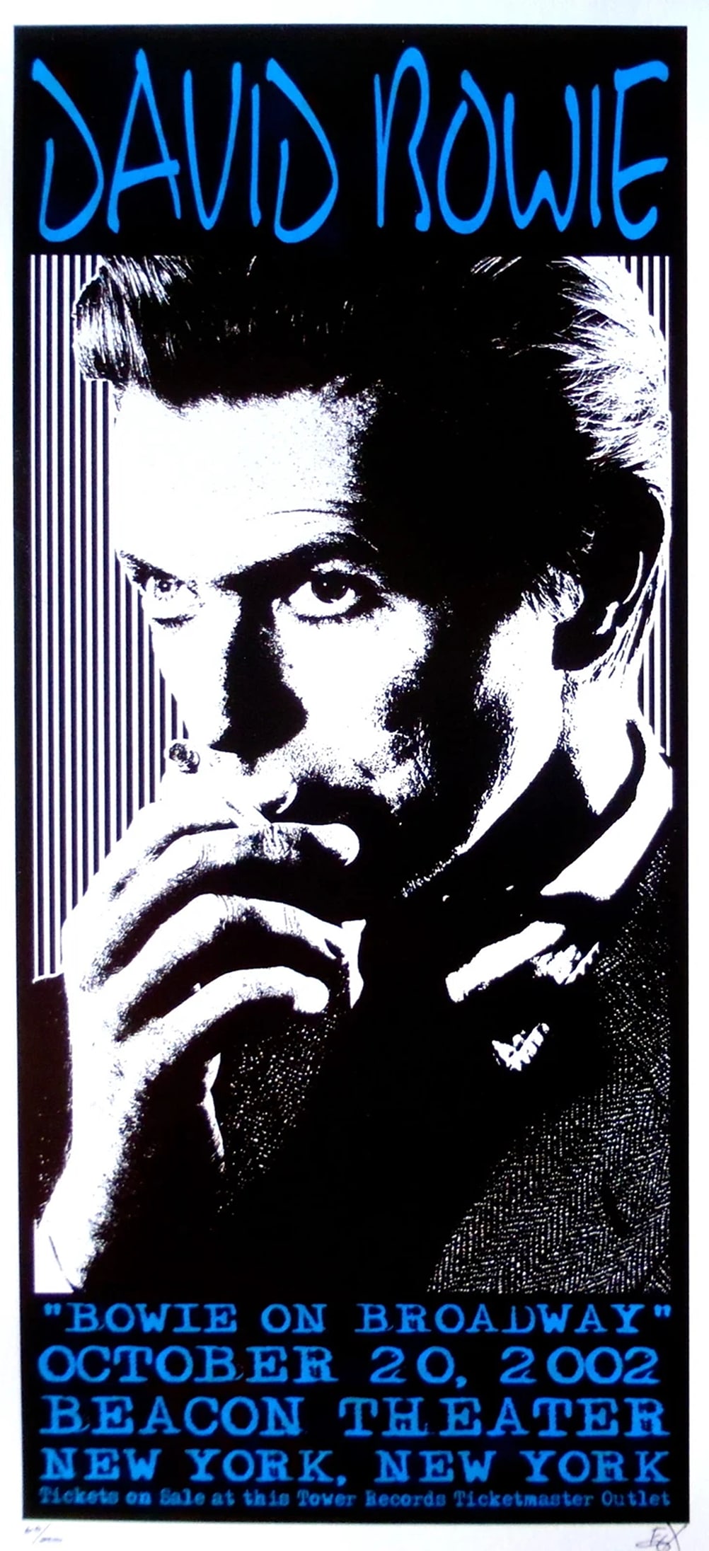 David Bowie Concert Poster 2002 New York City: 10? x 21?Limited Edition of 200 RARE Screen Prints. Country of Origin: United States,Original/Reproduction: Original,Size: 10" x 21",Artist/Band: David Bowie,Genre: Rock & Pop,Industry: Music,Band: Da