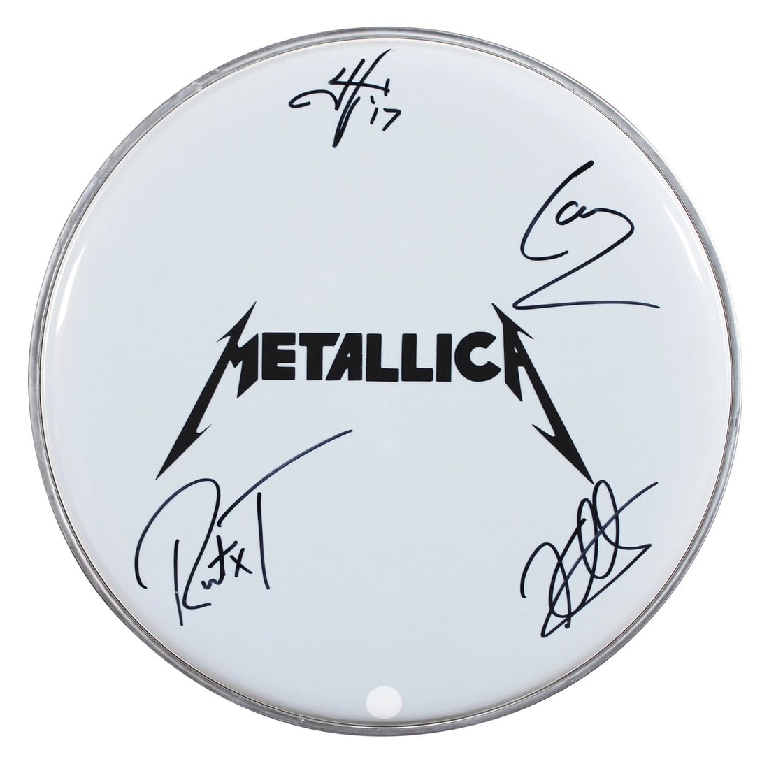 Metallica (4) Hetfield, Ulrich, Hammett & Trujillo Signed 11 Inch Drum Head PSA (1 of 3)