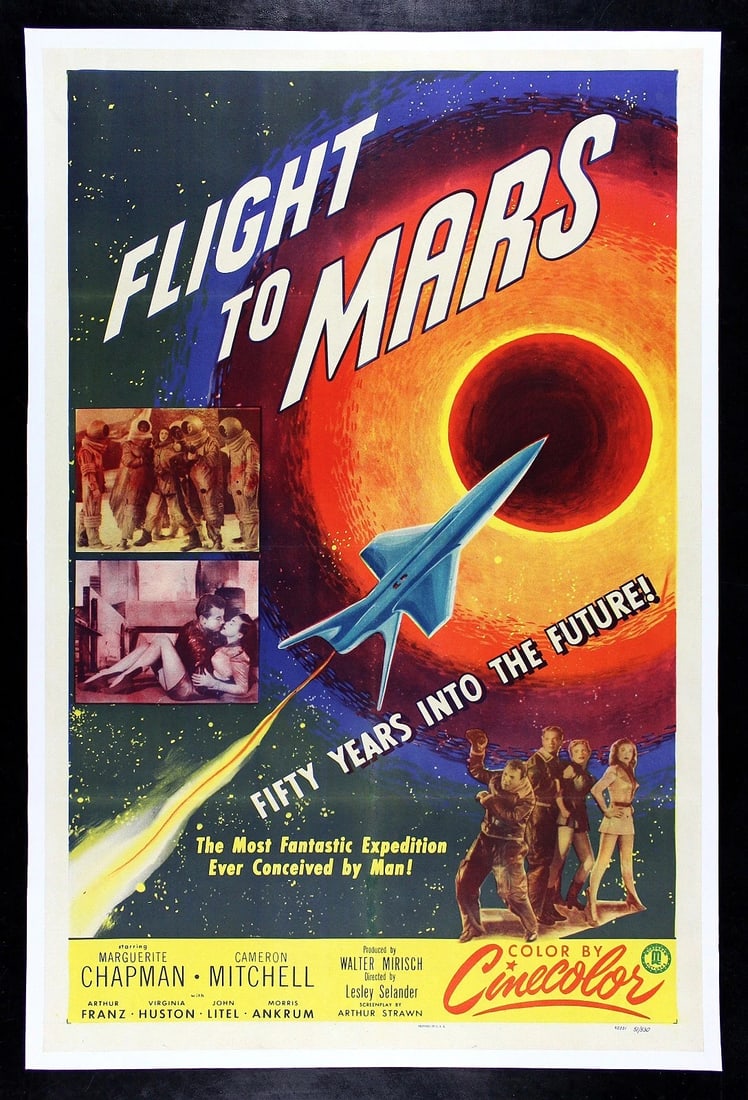 FLIGHT TO MARS SPACE ASTRONAUT ROCKET MOVIE POSTER 1951 (1 of 1)
