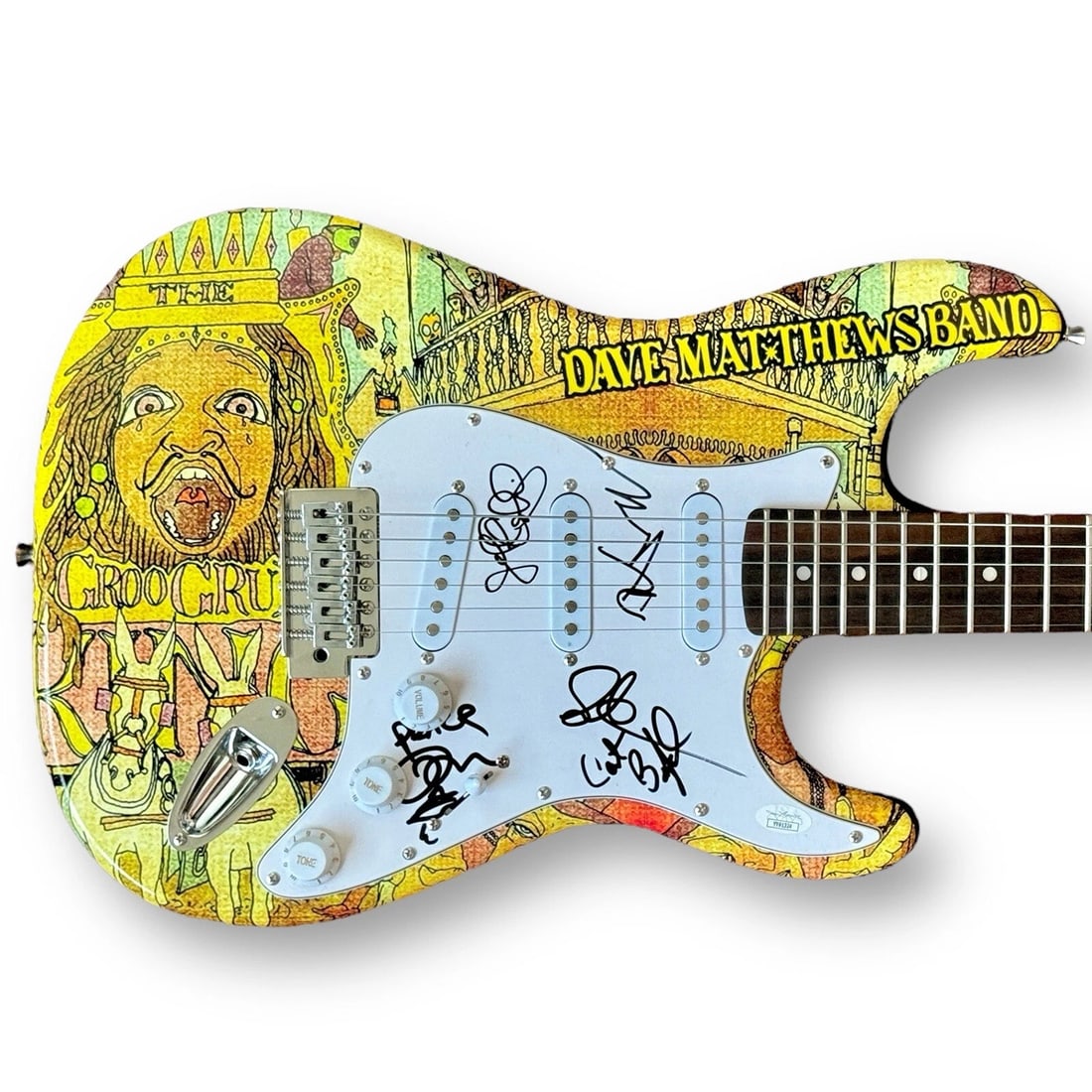 DAVE MATTHEWS Signed Custom Guitar 1/1 JSA COA CARTER STEFAN TIM JEFF RARE!: Industry: Music,Signed: Yes,Autograph Authentication: James Spence (JSA),Object Type: Guitar & Guitar Pick,Original/Reproduction: OriginalSigner: Dave Matthews Band Dave Matthews lead singer & guitari
