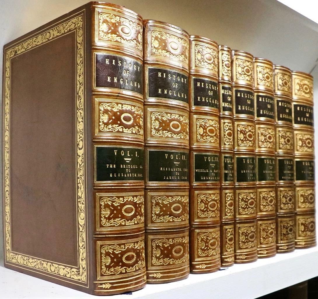 1860 History Of England Illustrated Full Leather Hunt & Son Bindings Lg.11"x8" (1 of 12)