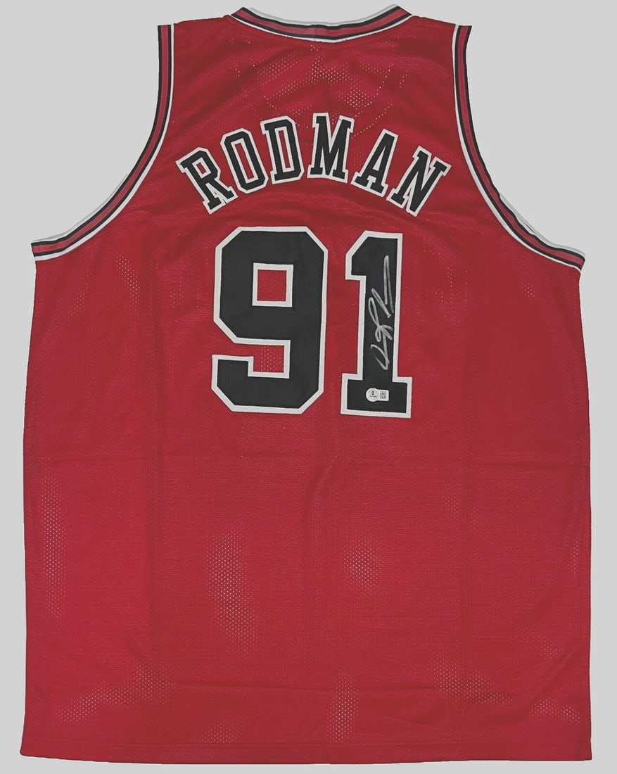 Chicago Dennis Rodman Signed Custom Red Jersey Auto BAS Beckett NEW Hologram (1 of 2)
