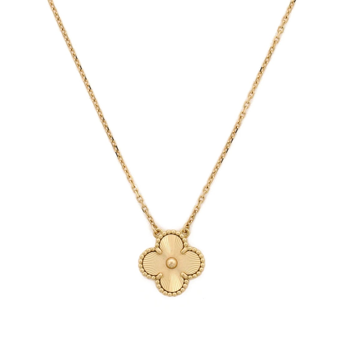 Van Cleef & Arpels Vintage Alhambra Pendant Necklace Guilloche 18K Yellow Gold: Condition: Pre-owned - Good,Brand: Van Cleef & Arpels,Style: Pendant,Type: Necklace,Color: Yellow Gold,Main Stone: Unknown,Metal: 18K Yellow Gold,Material: 18K Yellow Gold,Metal Purity: 18K,Department