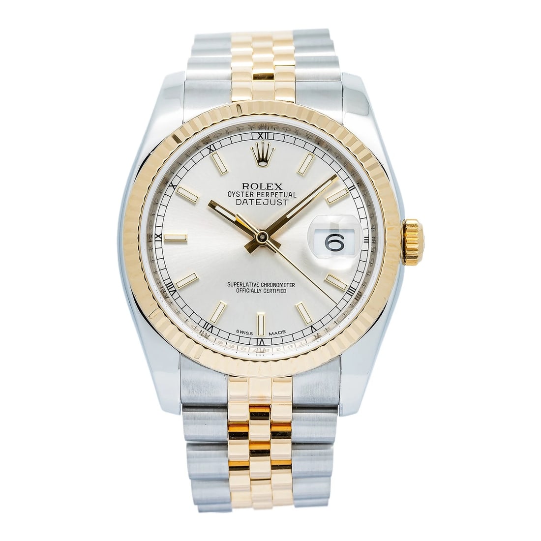 Rolex Datejust 116233 18k Yellow Two Tone Jubilee Silver Dial Unisex 36mm (1 of 6)