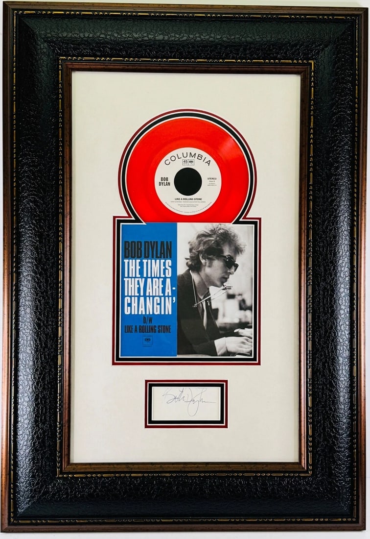 BOB DYLAN Signed Framed Autograph "The Times They Are A-Changin" JSA LOA: Industry: Music,Signed: Yes,Autograph Authentication: James Spence (JSA),Object Type: Record,Original/Reproduction: Original