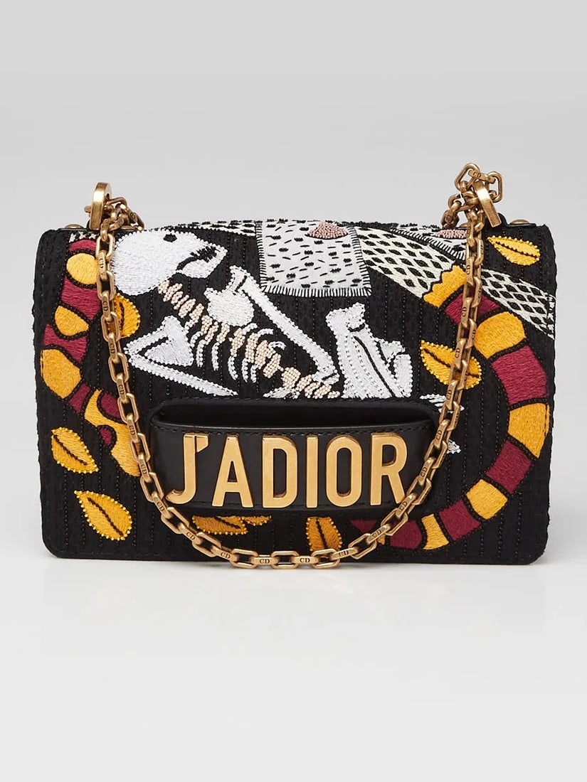 Christian Dior Black Multicolor Beaded Tarot J'ADIOR Mini Flap Bag: Condition: Pre-owned - Good,Brand: Christian Dior,Exterior Material: Beads,Suede,Style: Clutches,Crossbody Bags,Everyday Bags,Exterior Color: Black,Department: Women