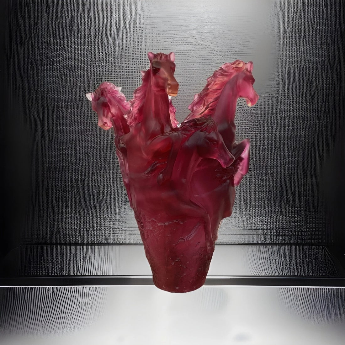 Nancy Daum Style Horse Crystal Red Vase H9??heavy Art Glass Unique Limited E: Condition: Used: An item that has been used previously. The item may have some signs of cosmetic wear, but is fully operational and functions as intended. This item may be a floor model or store retur