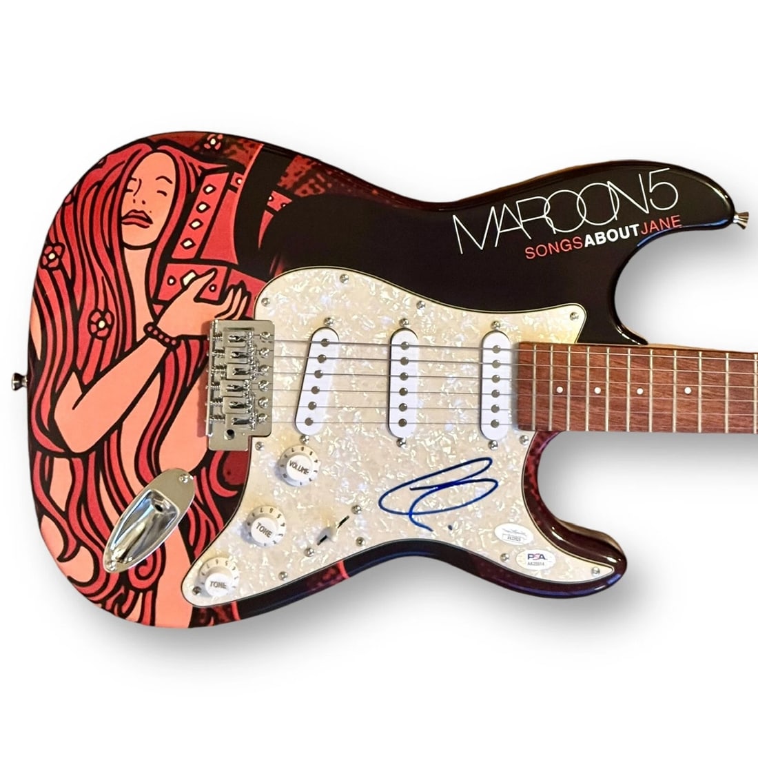 Adam Levine Signed Guitar Custom Graphics JSA COA Maroon 5 Songs About Jane: Industry: Music,Signed: Yes,Autograph Authentication: James Spence (JSA),Object Type: Guitar & Guitar PickSigner: Adam Levine (lead singer) Item Type: Full Size Autograph Edition Stratocaster Style Gu