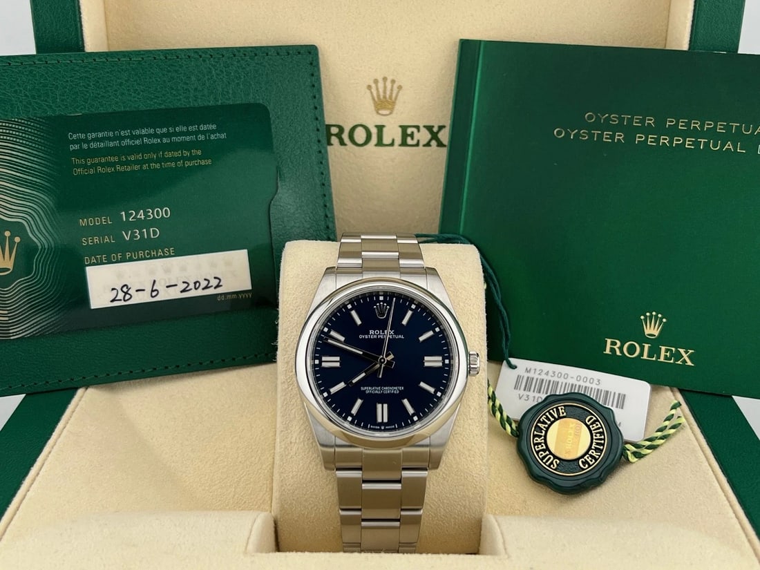 Rolex Oyster Perpetual 124300 41mm Blue Dial Stainless Steel Box Paper (1 of 10)