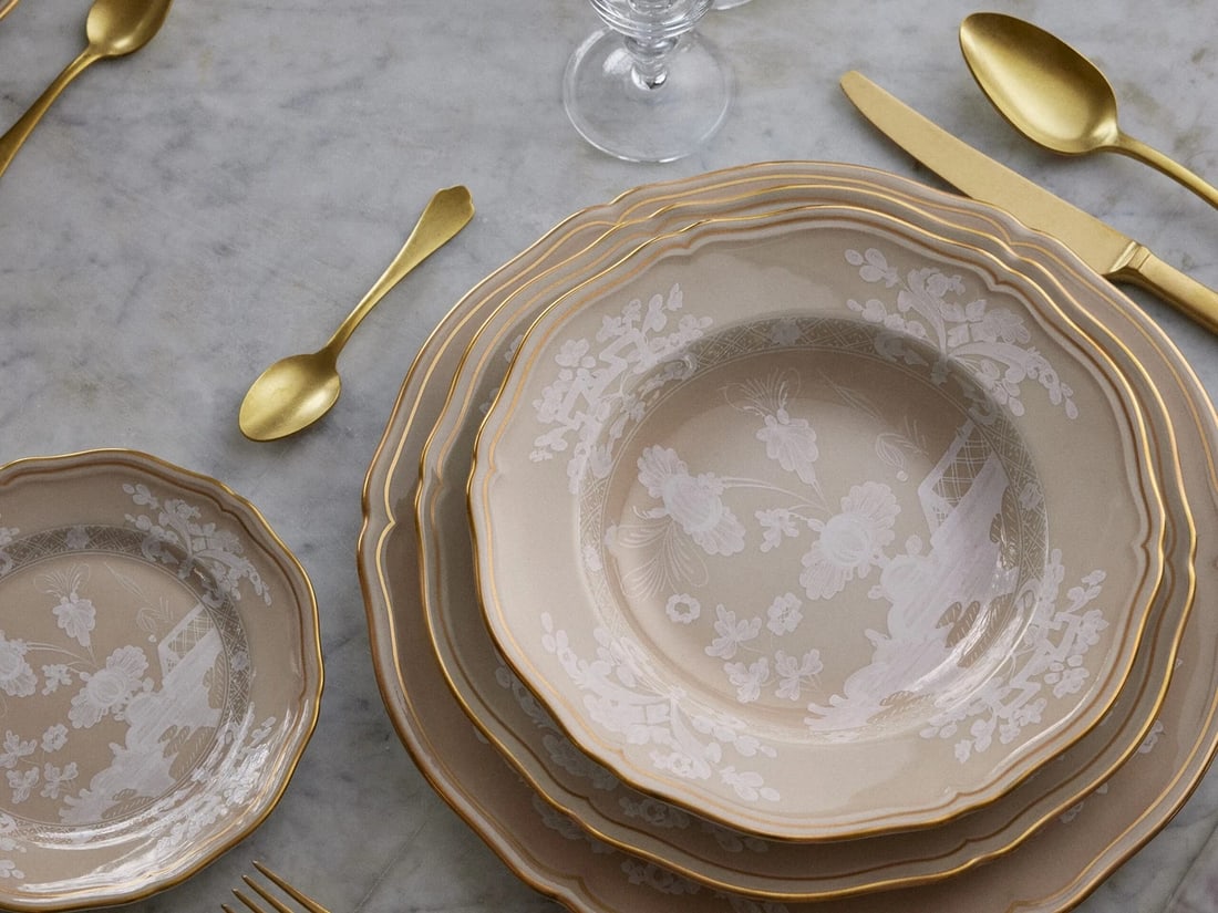 Richard Ginori Oriente Italiano Meringa Table Setting 3 Pcs Porcelain Dinnerware: Condition: New: A brand-new, unused, unopened, undamaged item in its original packaging (where packaging is applicable). Packaging should be the same as what is found in a retail store, unless the ite