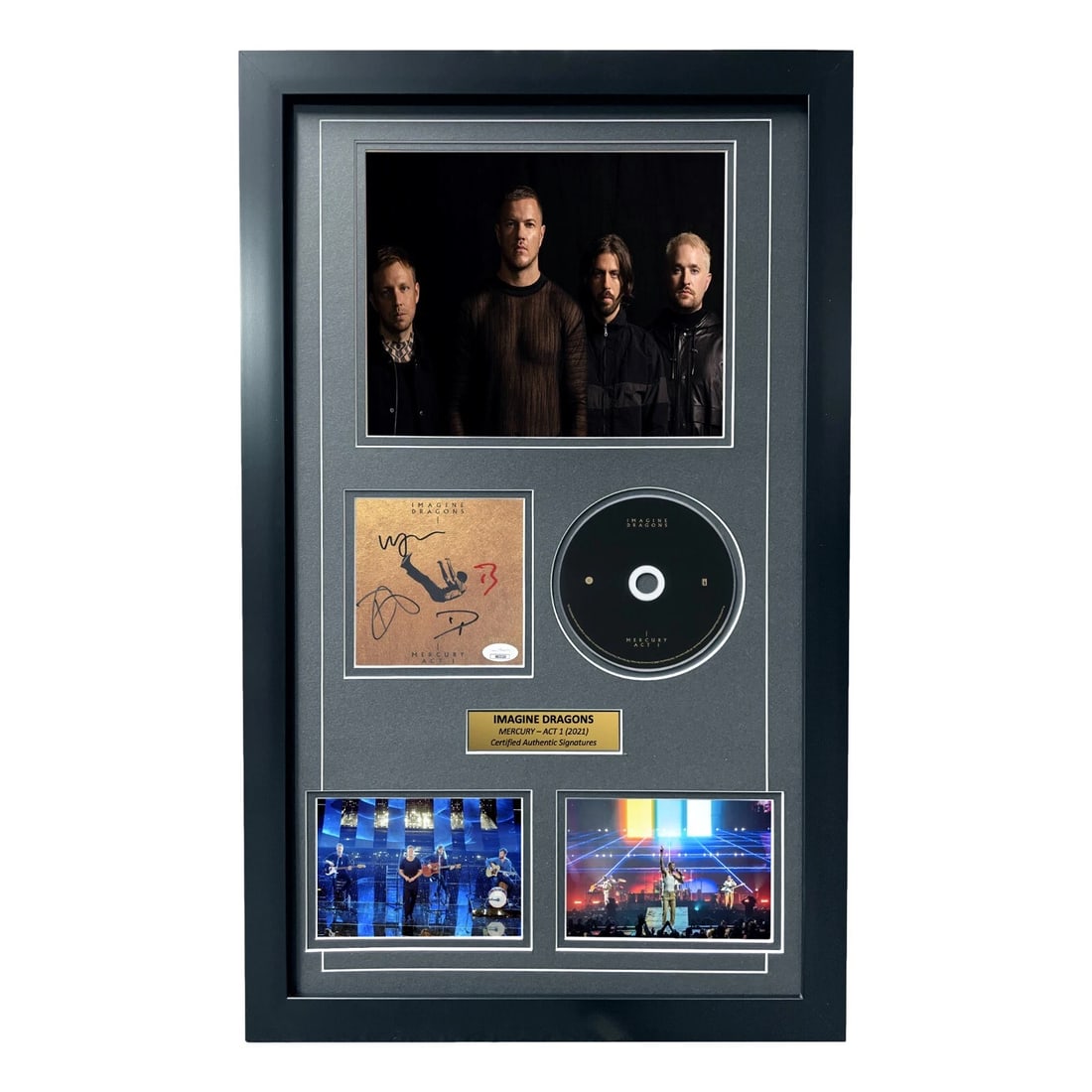 Imagine Dragons Signed Mercury CD Album Framed Collage JSA COA Dan Reynolds Band: Country of Origin: United States,Industry: Music,Signed: Yes,Autograph Authentication: James Spence (JSA),Object Type: CD & Booklet,Original/Reproduction: Original,Modified Item: No