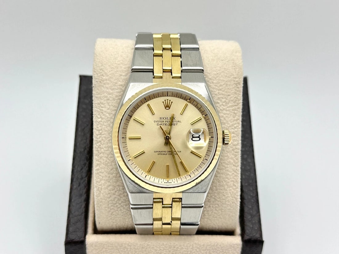 Vintage Rolex Datejust 36 1630 Rare Bird 36mm Champagne 14K Yellow Gold Steel (1 of 6)