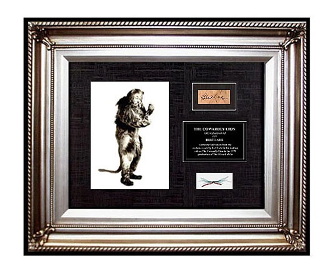 WIZARD OF OZ costume hair LION Bert Lahr Movie Prop COWARDLY lock Signed COA: WIZARD OF OZ costume hair LION Bert Lahr Movie Prop COWARDLY lock Signed COA