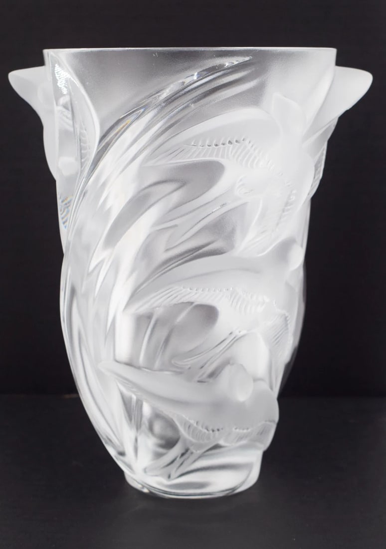 Lalique France Art Glass Frosted Vase Martinets - Bird in Flight (1 of 7)