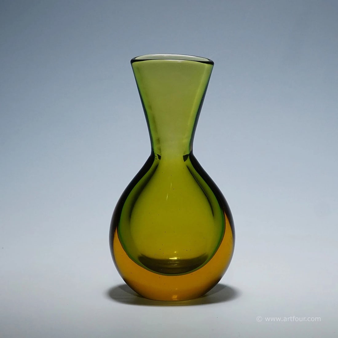 Vase in Green and Amber Sommerso Glass, Flavio Poli for Seguso (1 of 5)