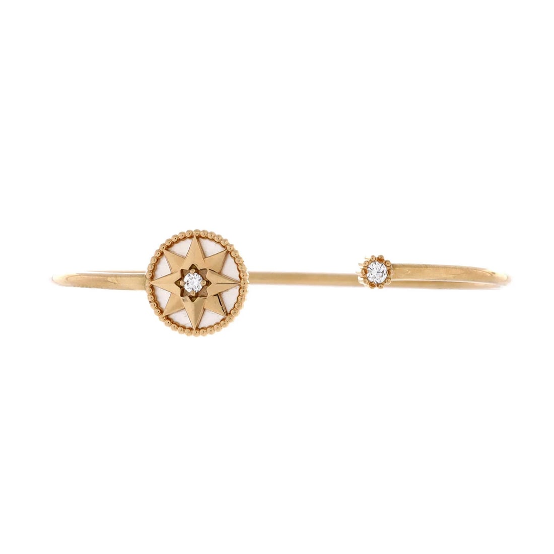 Christian Dior Rose des Vents Cuff Bracelet 18K Yellow Gold with Diamond: Measurements: Circumference: 5.25 ", Width: 1.85 mm. Condition: Pre-owned - Good,Brand: Christian Dior,Main Stone: Unknown,Metal: 18K Yellow Gold,Metal Purity: 18K,Style: Cuff,Type: Bracelet,Color: Ye
