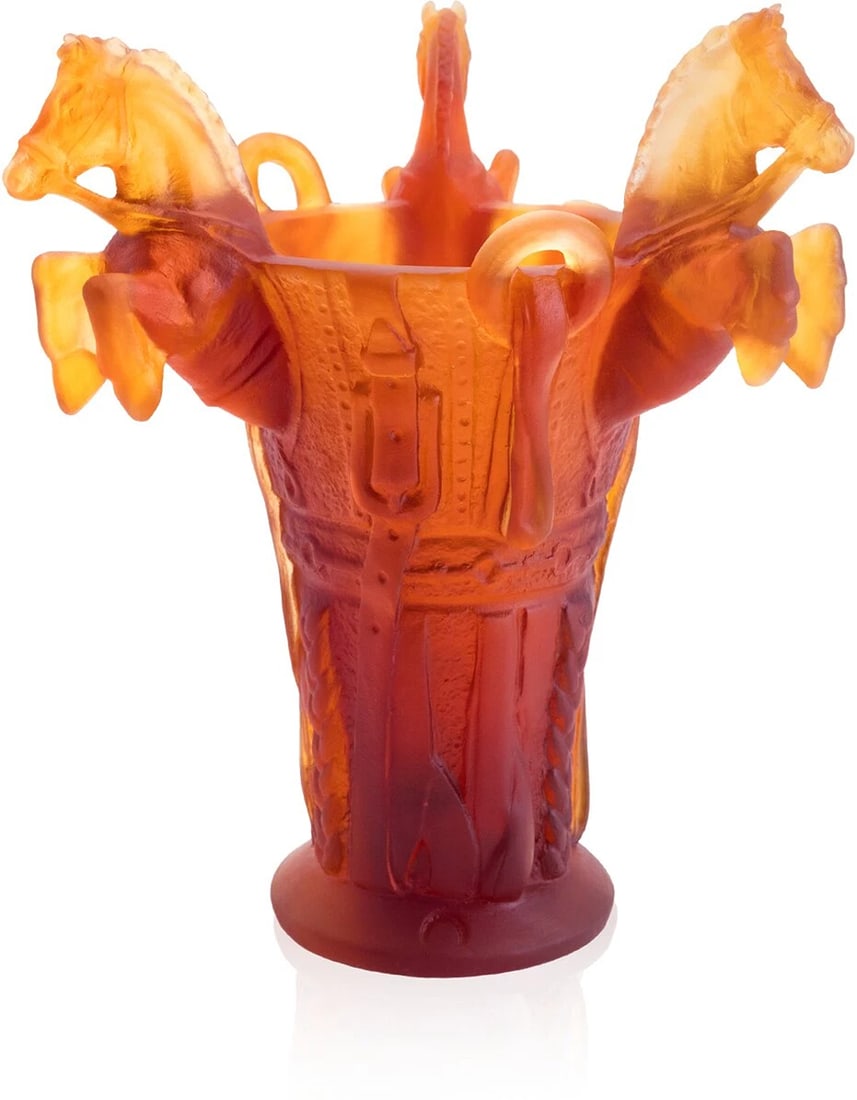 NEW DAUM NUMBERED ED. REVE EQUESTRE AMBER HORSE VASE SMALL #05861 BRAND NIB (1 of 1)