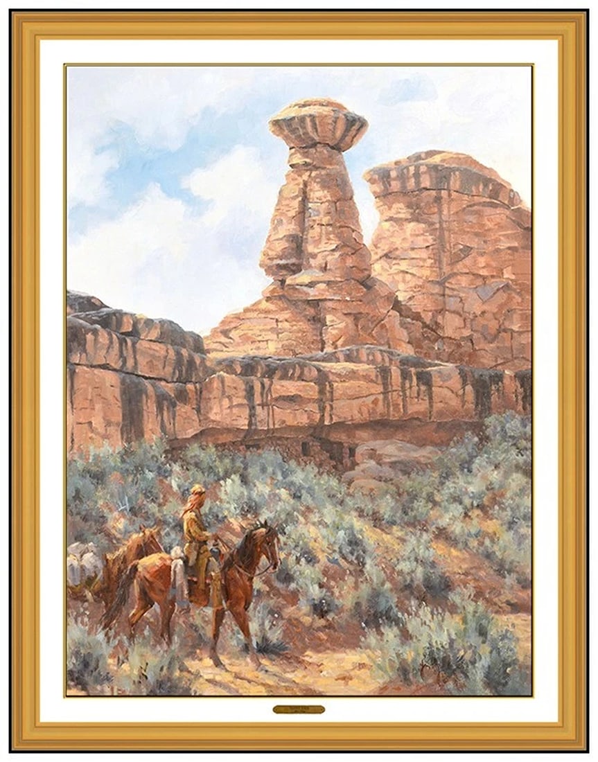 JIM REY Original OIL PAINTING on CANVAS Western Landscape Signed Artwork Framed (1 of 6)