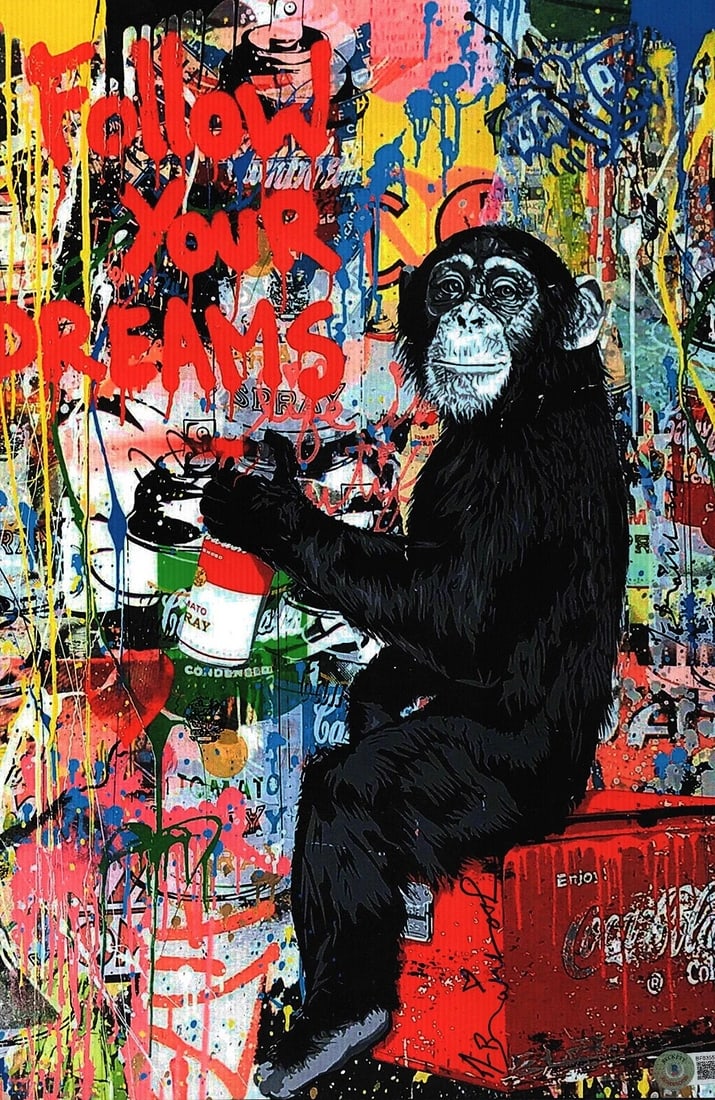Mr. Brainwash Signed Autograph 11x17 Poster Print Follow Your Dreams Beckett COA: Type: Print,Signed: Yes