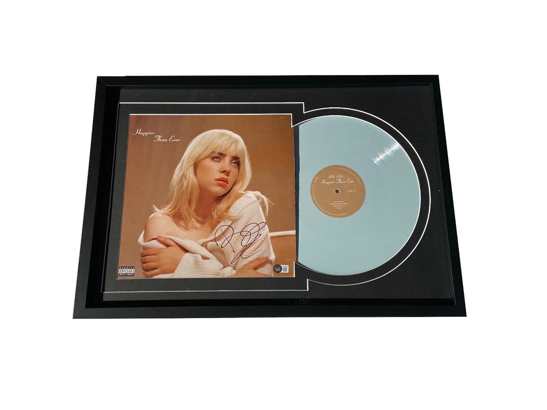 BILLIE EILISH SIGNED FRAMED AUTOGRAPH HAPPIER THAN EVER ALBUM VINYL BECKETT BAS (1 of 1)