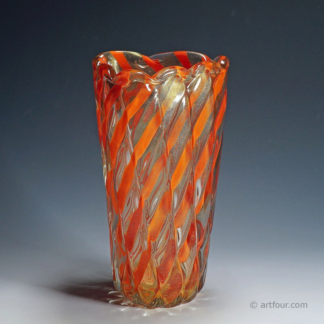 Alfredo Barbini ribbed 'Corallo Oro' Vase 1960s (1 of 8)