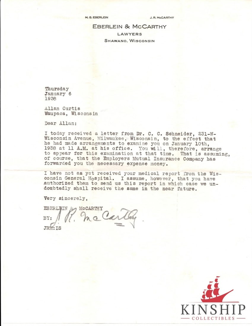 Senator Joseph McCarthy signed Typed Letter JSA LOA d.1957 Rare Auto Z365 (1 of 4)