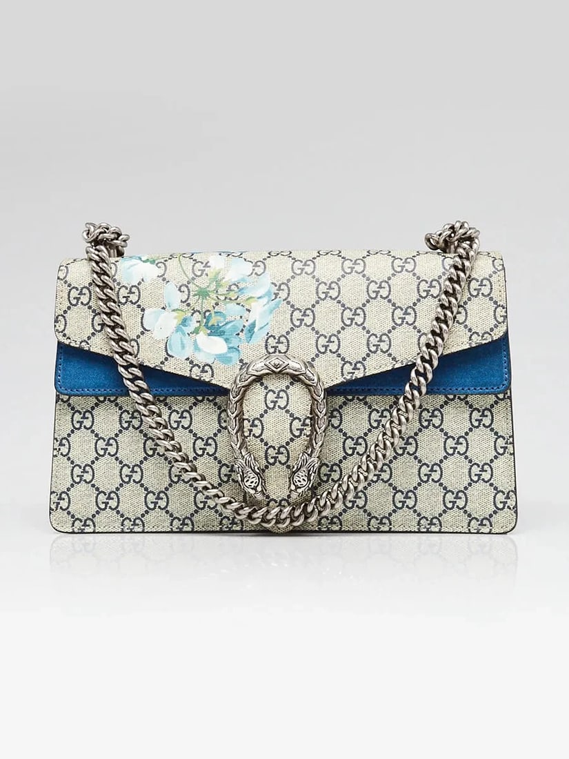 Gucci Beige/Blue GG Supreme Blooms Coated Canvas Small Dionysus Shoulder Bag (1 of 12)